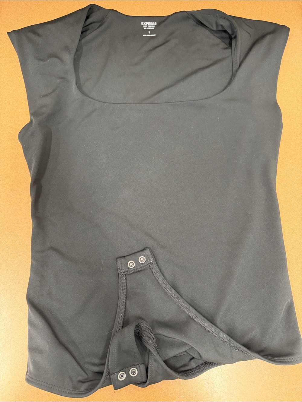 Express Black Square Neck Snap Bodysuit